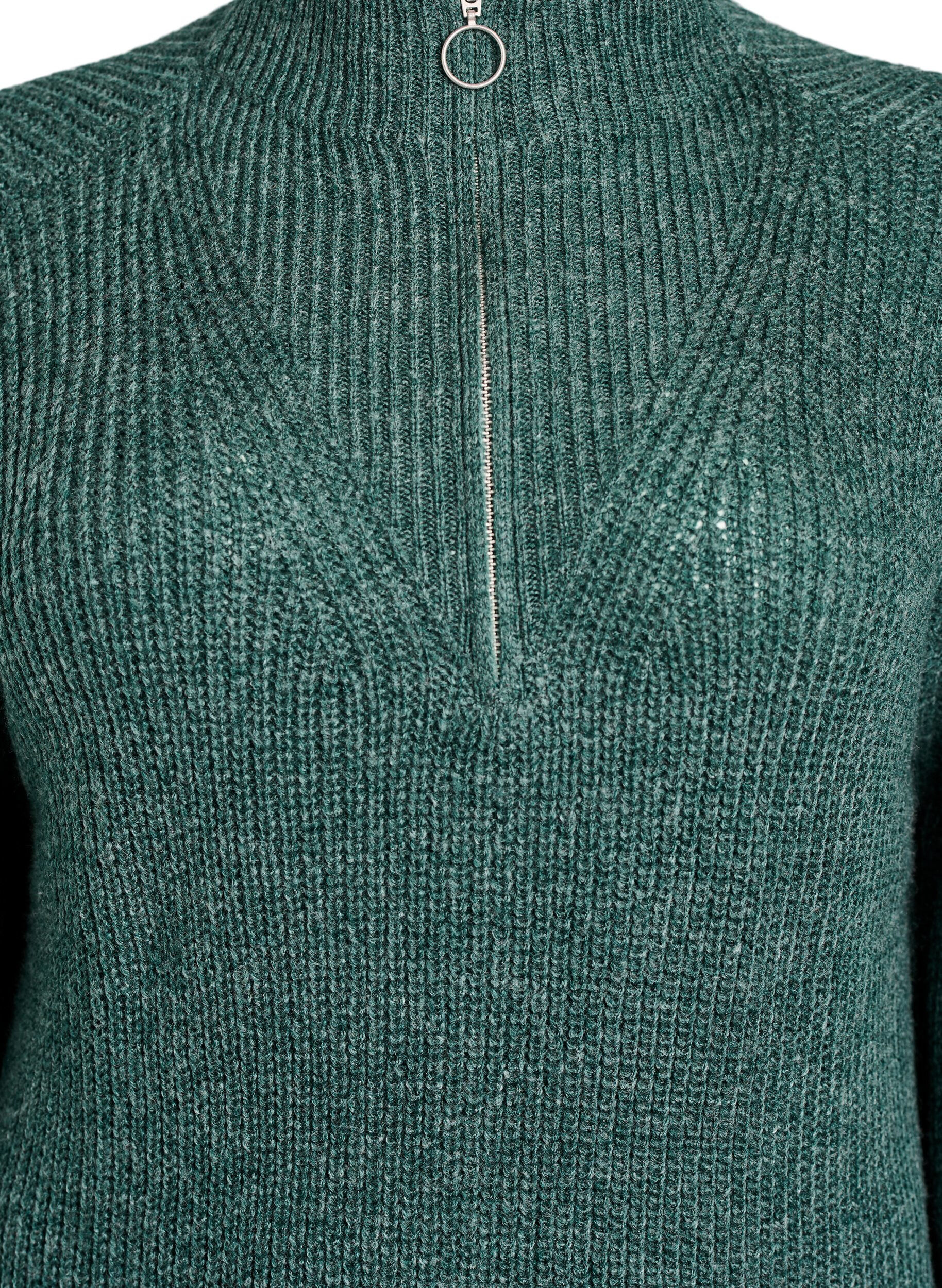 Zizzi FLASH - Kort strikkjole med h&oslash;j hals, Gr&oslash;n, Packshot image number 2