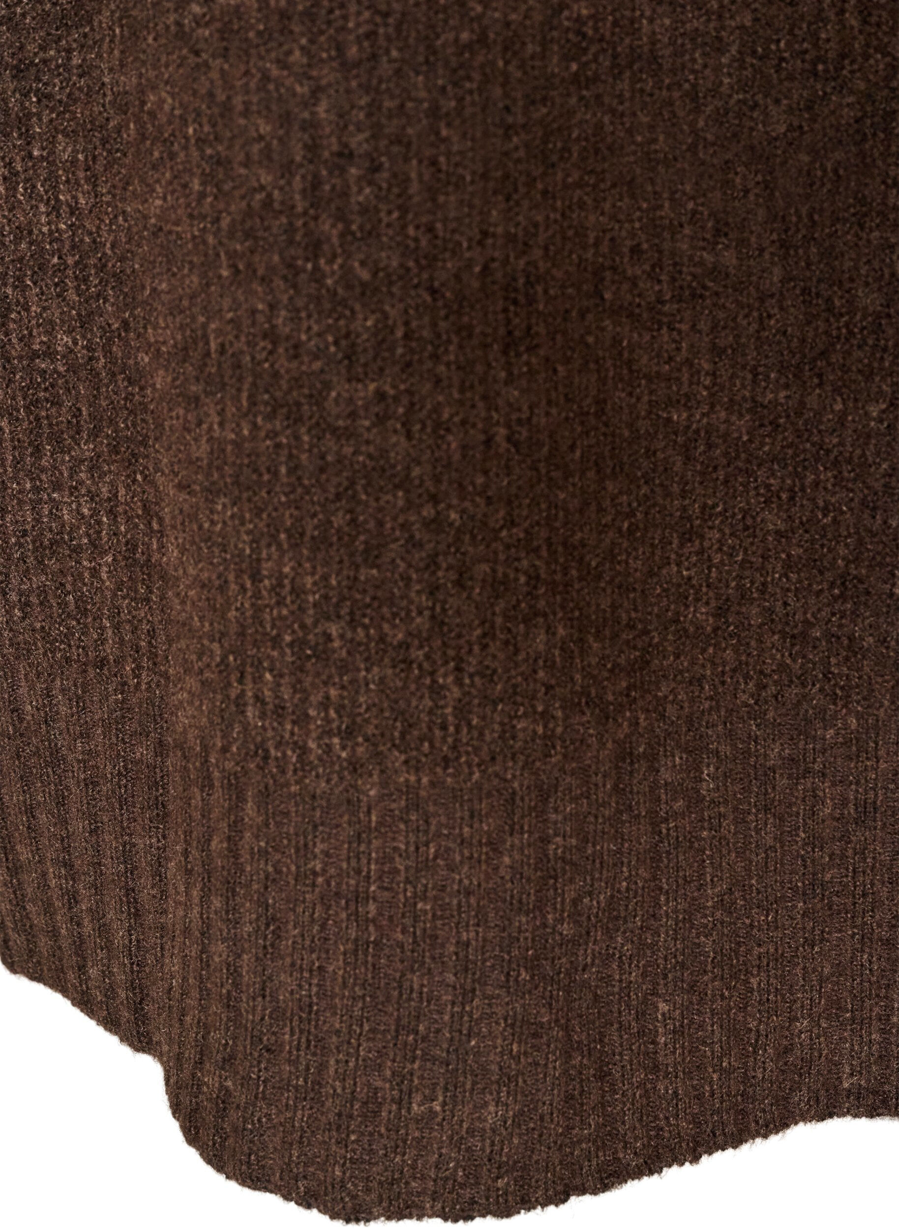 ZizziL&oslash;s strikbluse med rullekrave, Brun, Packshot image number 3