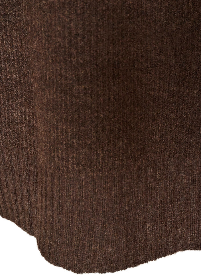 L&oslash;s strikbluse med rullekrave, Brun, Packshot image number 3