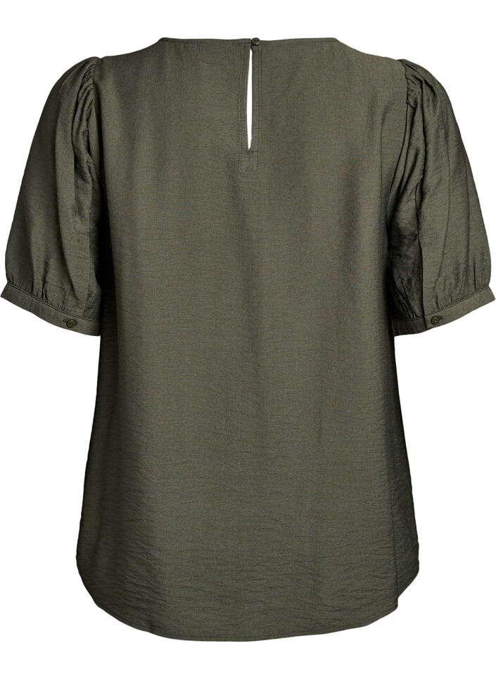 Viskosebluse med 1/2 ærmer, Grøn, Packshot image number 1