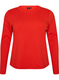 Lang&aelig;rmet basis T-shirt med rund hals, R&oslash;d