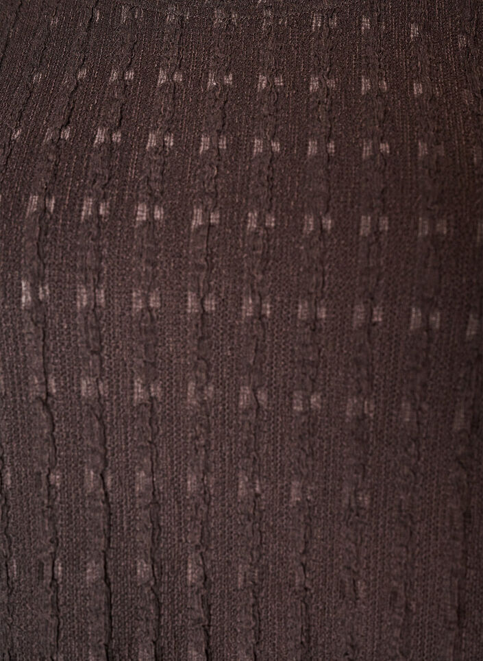 Struktureret bluse med fl&aelig;sekant, Brun, Packshot image number 2