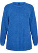 Strikbluse med diagonalt m&oslash;nster og raglan&aelig;rmer, Bl&aring;, Packshot image number 0