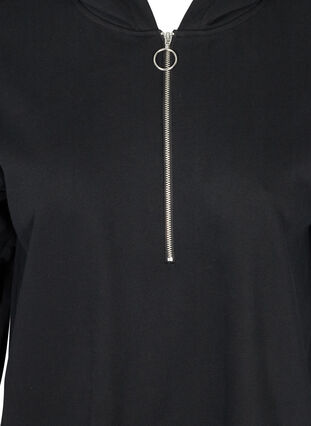 Sweatkjole med hætte og lynlås, Black, Packshot image number 2