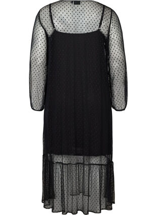 Lang transparent kjole med prikker, Black, Packshot image number 1