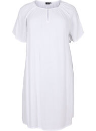 Kortærmet kjole i viskose, Bright White