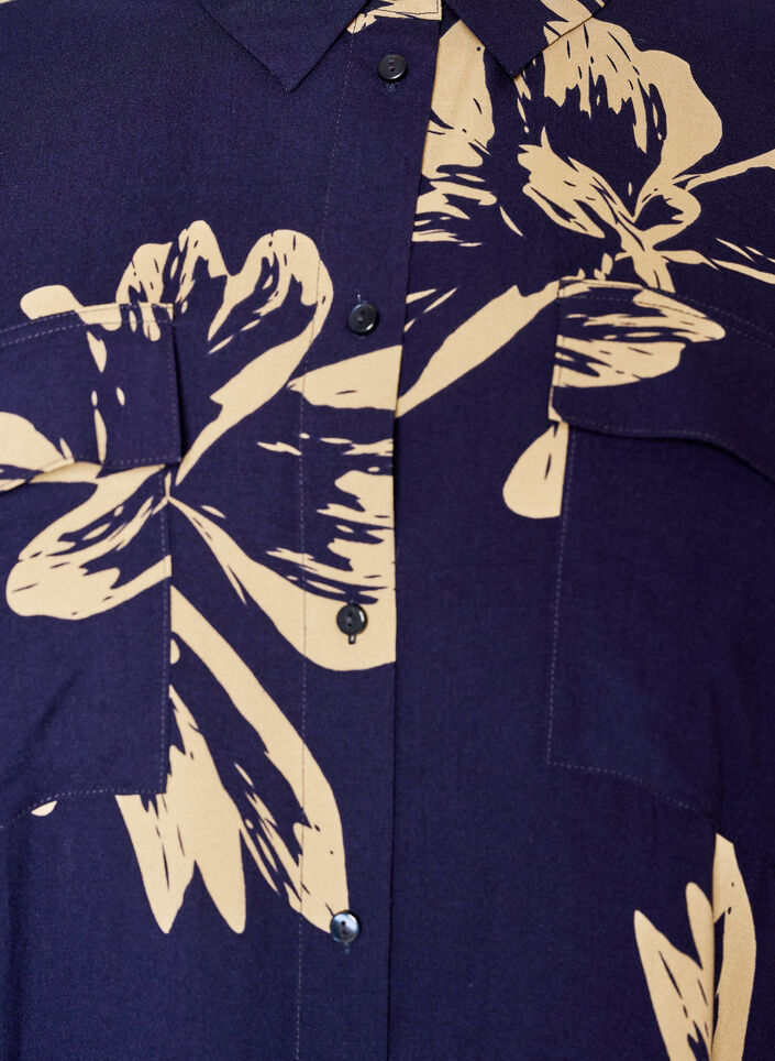 Lang skjortekjole med korte &aelig;rmer, Bl&aring;, Packshot image number 2