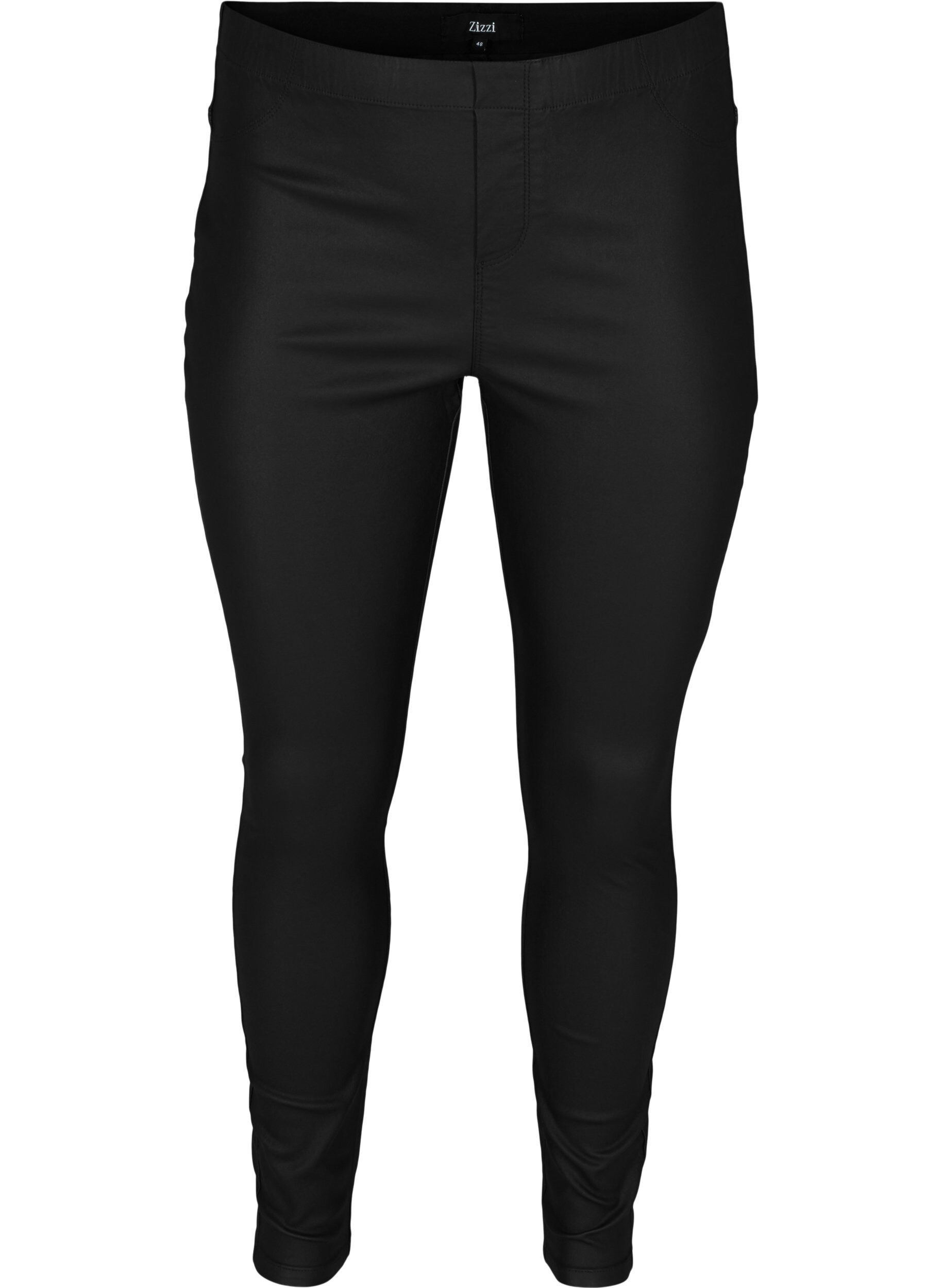 Zizzi Coatede leggings i viskosemix, Black, Packshot image number 0