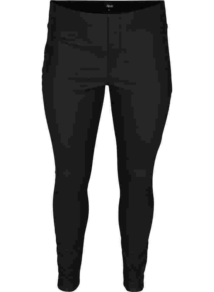 Coatede leggings i viskosemix, Black, Packshot image number 0