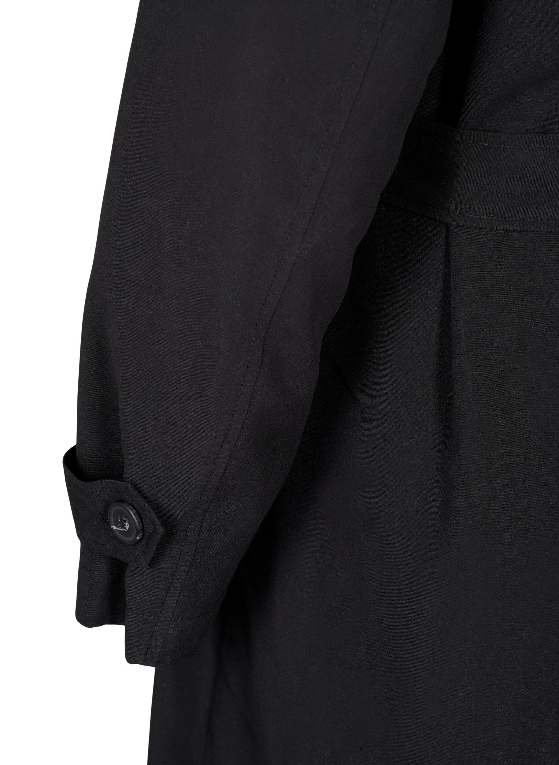 Zizzi Lang trenchcoat med b&aelig;lte, Black, Packshot image number 4