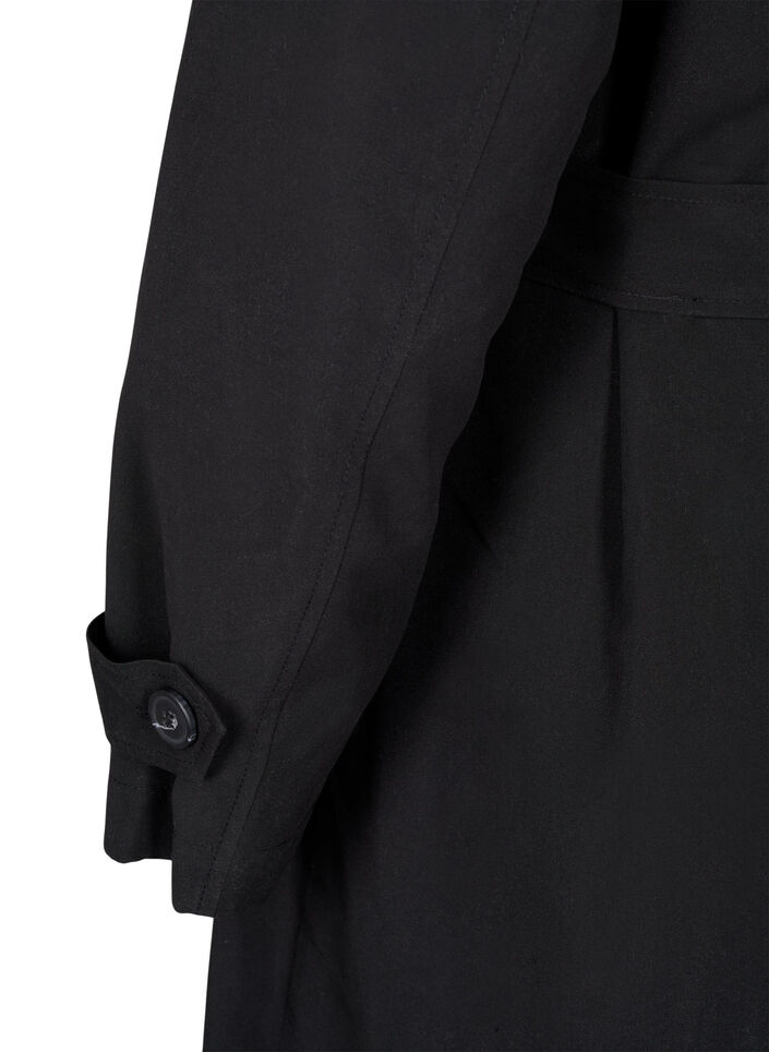 Lang trenchcoat med bælte, Black, Packshot image number 4