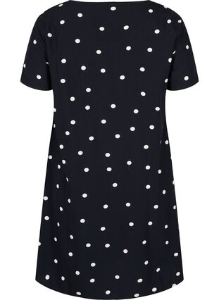 Prikket viskose kjole med korte ærmer, Black Dot, Packshot image number 1
