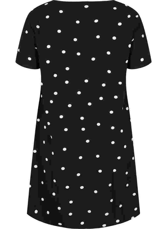 Prikket viskose kjole med korte ærmer, Black Dot, Packshot image number 1