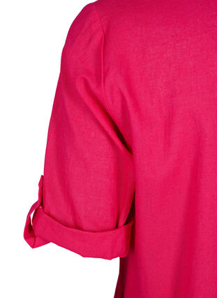 Kortærmet tunika i bomuldsmix med hør, Bright Rose, Packshot image number 3
