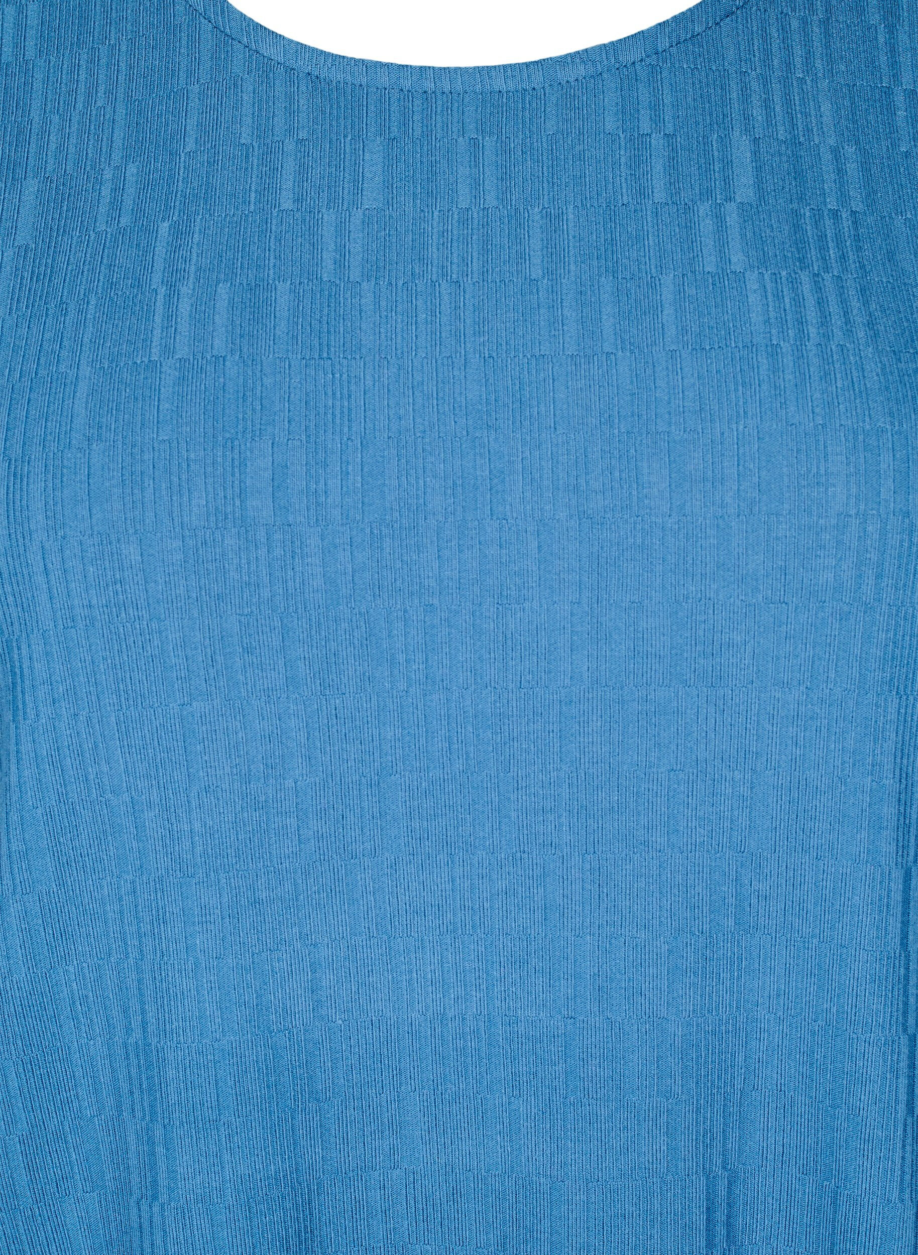 ZizziBluse med struktur og 3/4 &aelig;rme, Bl&aring;, Packshot image number 2