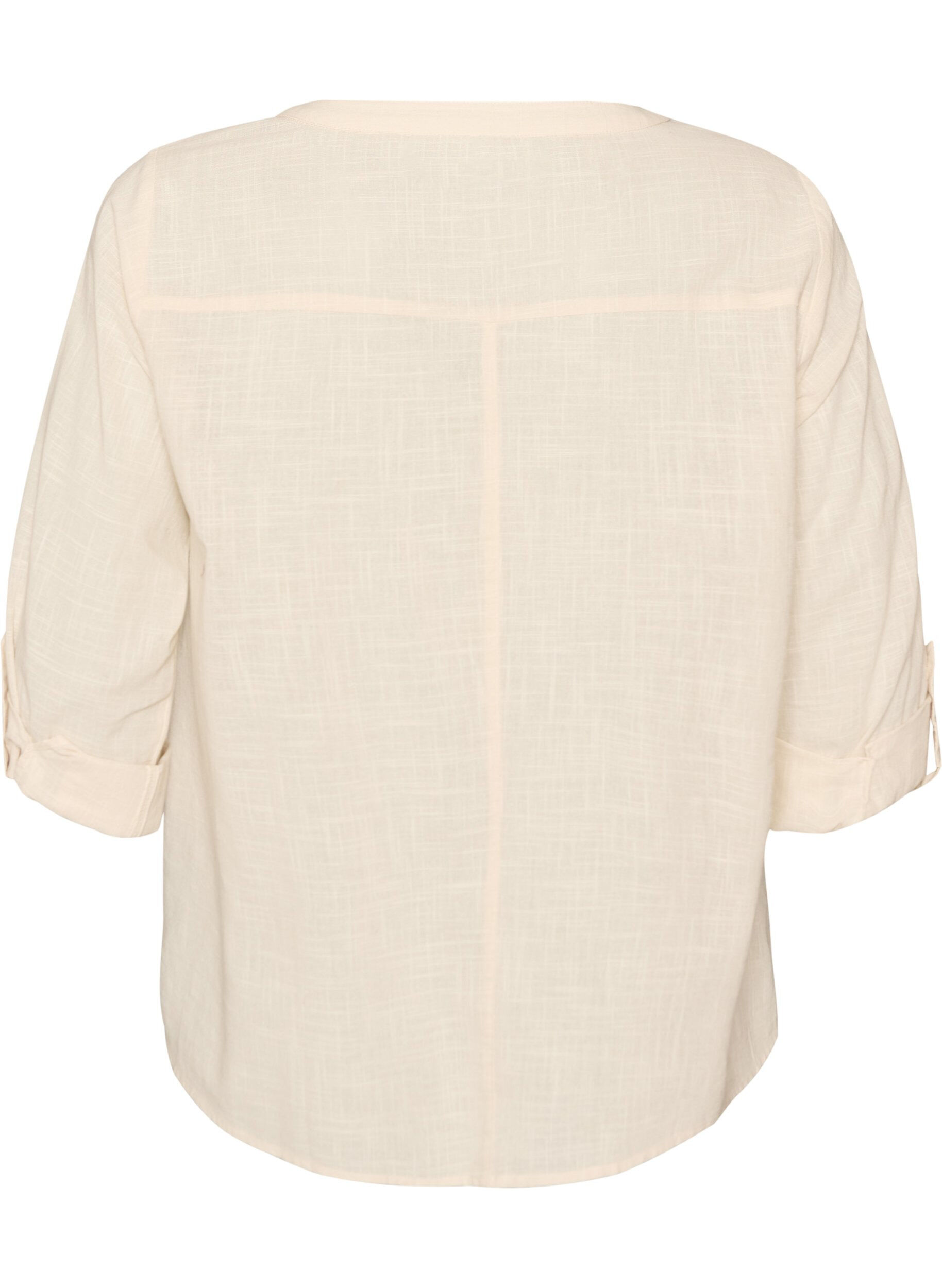 ZizziSkjortebluse i bomuld med v-udsk&aelig;ring, Vanilla, Packshot image number 1