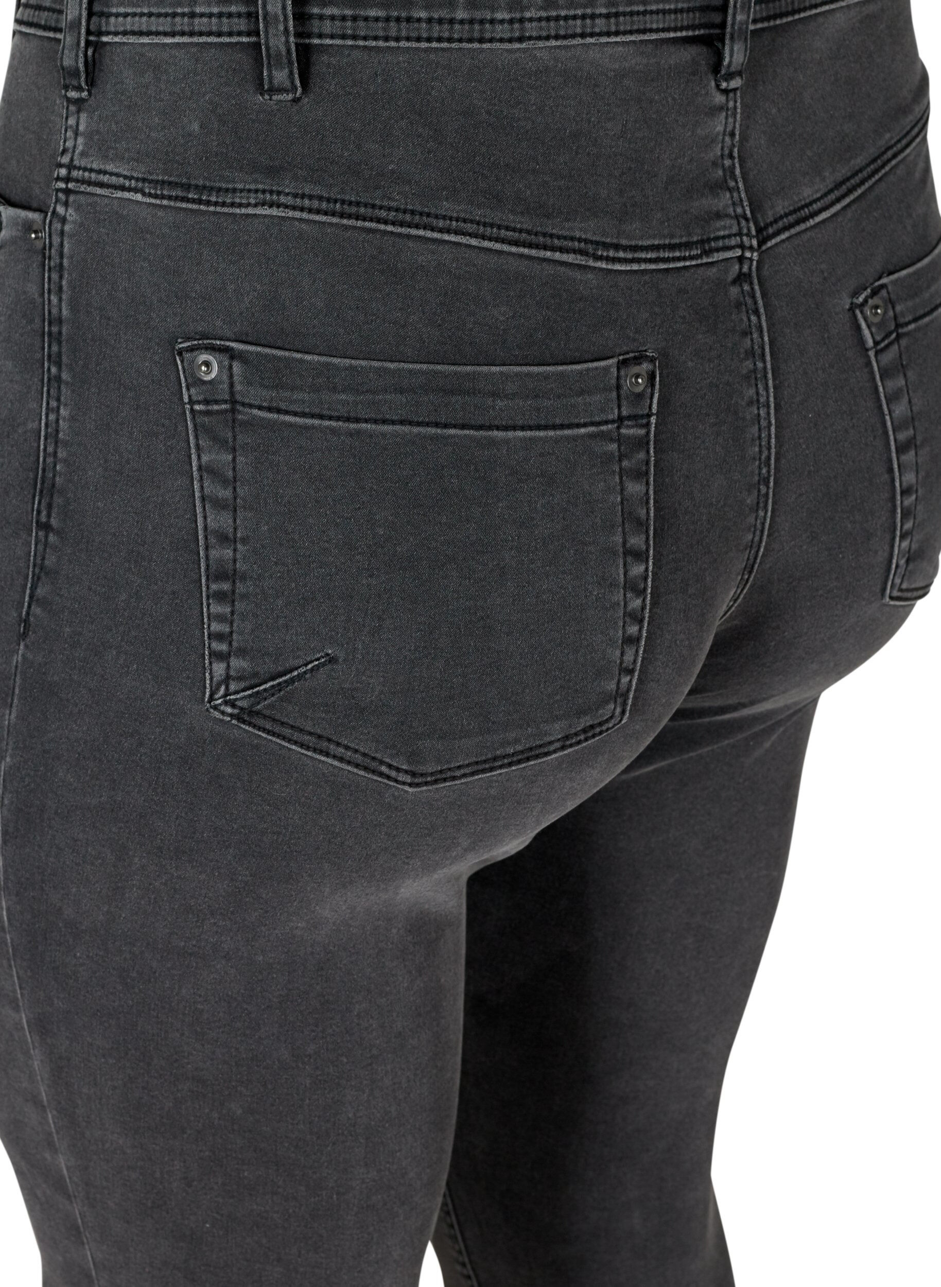 ZizziCropped Amy jeans med lynl&aring;sdetalje, Gr&aring;, Packshot image number 3