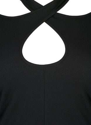 Cut out bluse med lange ærmer, Black, Packshot image number 2