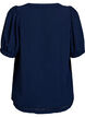 Bluse med korte pufærmer og prikket tekstur, Navy Blazer, Packshot image number 1