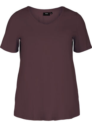 Basis t-shirt med v-hals, Fudge, Packshot image number 0
