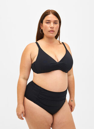 Bikini bh med bøjle og rynkedetalje, Black, Model image number 2