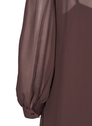 Langærmet kjole med knaplukning, Fudge, Packshot image number 3