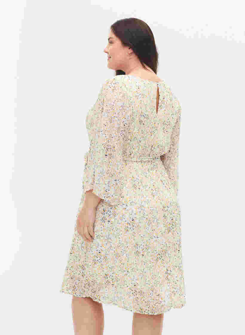 Plissé kjole med bindebånd, Icicle Flower AOP, Model image number 1