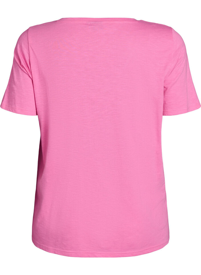 Kort&aelig;rmet basis t-shirt med v-hals, Lyser&oslash;d, Packshot image number 1