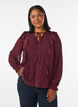 Transparent bluse med fl&aelig;ser og bindeb&aring;nd, R&oslash;d, Model image number 0