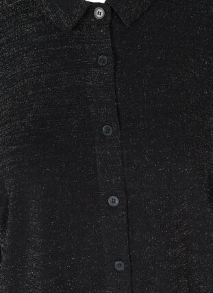 Skjorte med glimmer og pufærmer, Black, Packshot image number 2