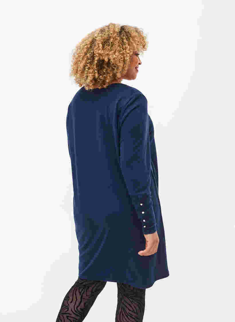 Tunika med lange ærmer og knappedetaljer, Navy Blazer, Model image number 1