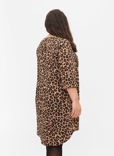 Printet kjole med 3/4 ærmer, Leopard, Model image number 1