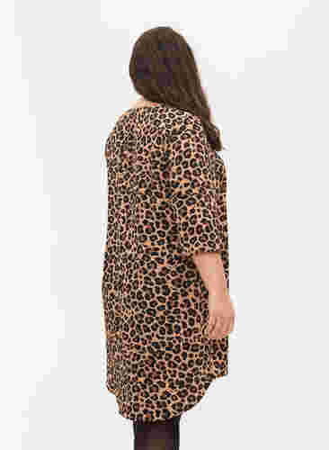Printet kjole med 3/4 ærmer, Leopard, Model image number 1