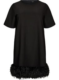 Kort jerseykjole med fjerkant, Sort