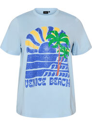 T-shirt i bomuld med print, Bl&aring;