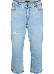 Cropped Vera jeans med sliddetaljer, Bl&aring;