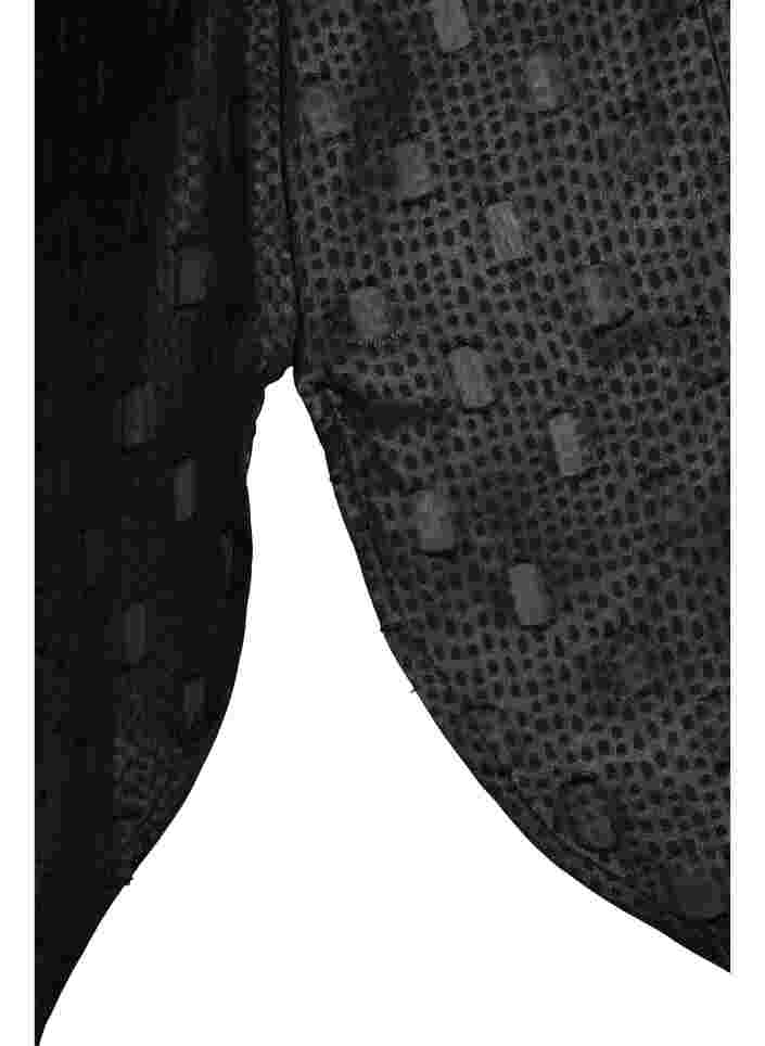 Strukturmønstret tunika med lange ærmer og v -hals, Black, Packshot image number 3