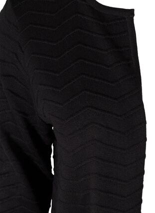 Lang strik cardigan med mønster, Black, Packshot image number 2
