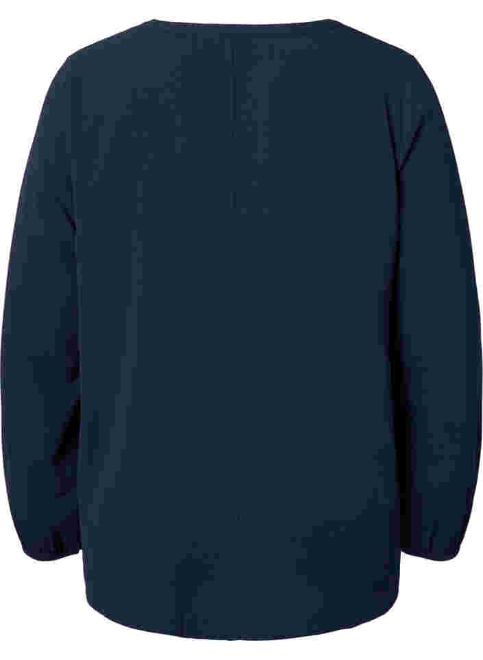 Ensfarvet bluse med v-hals, Navy Blazer, Packshot image number 1