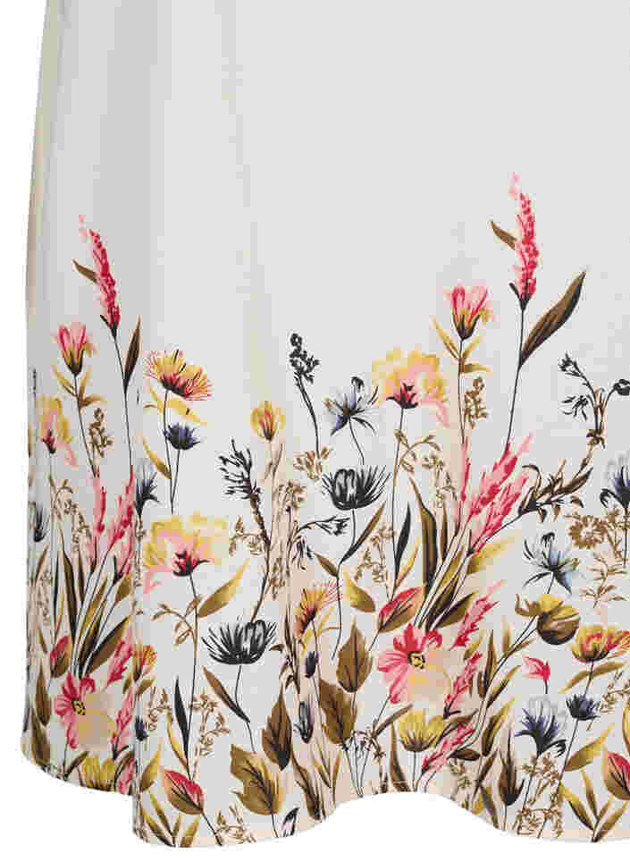 Kortærmet viskosekjole med blomsterprint, Off White Flower, Packshot image number 3