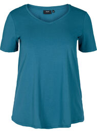 Basis t-shirt med v-hals, Blue Coral