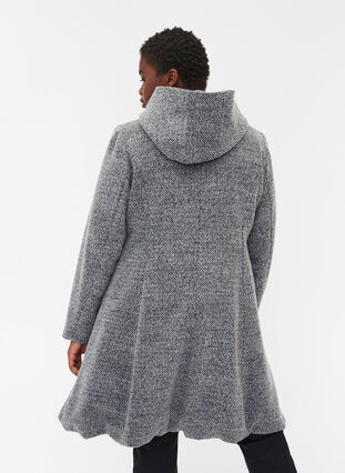 Jakke med hætte og uld, Light Grey Melange, Model image number 2