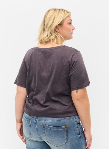 Kortærmet bomulds t-shirt med tryk, Dark Grey Wash, Model image number 1