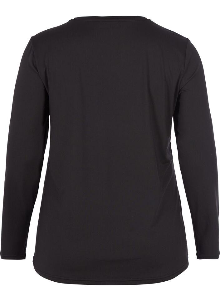 Tr&aelig;ningsbluse med lange &aelig;rmer, Sort, Packshot image number 1