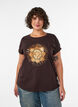 T-shirt med dekorativt frontprint, Brun, Model image number 0