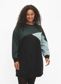 Lang sweatshirt med colorblock, Scarab Color Block, Model