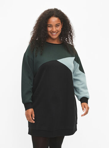 Lang sweatshirt med colorblock, Scarab Color Block, Model image number 0