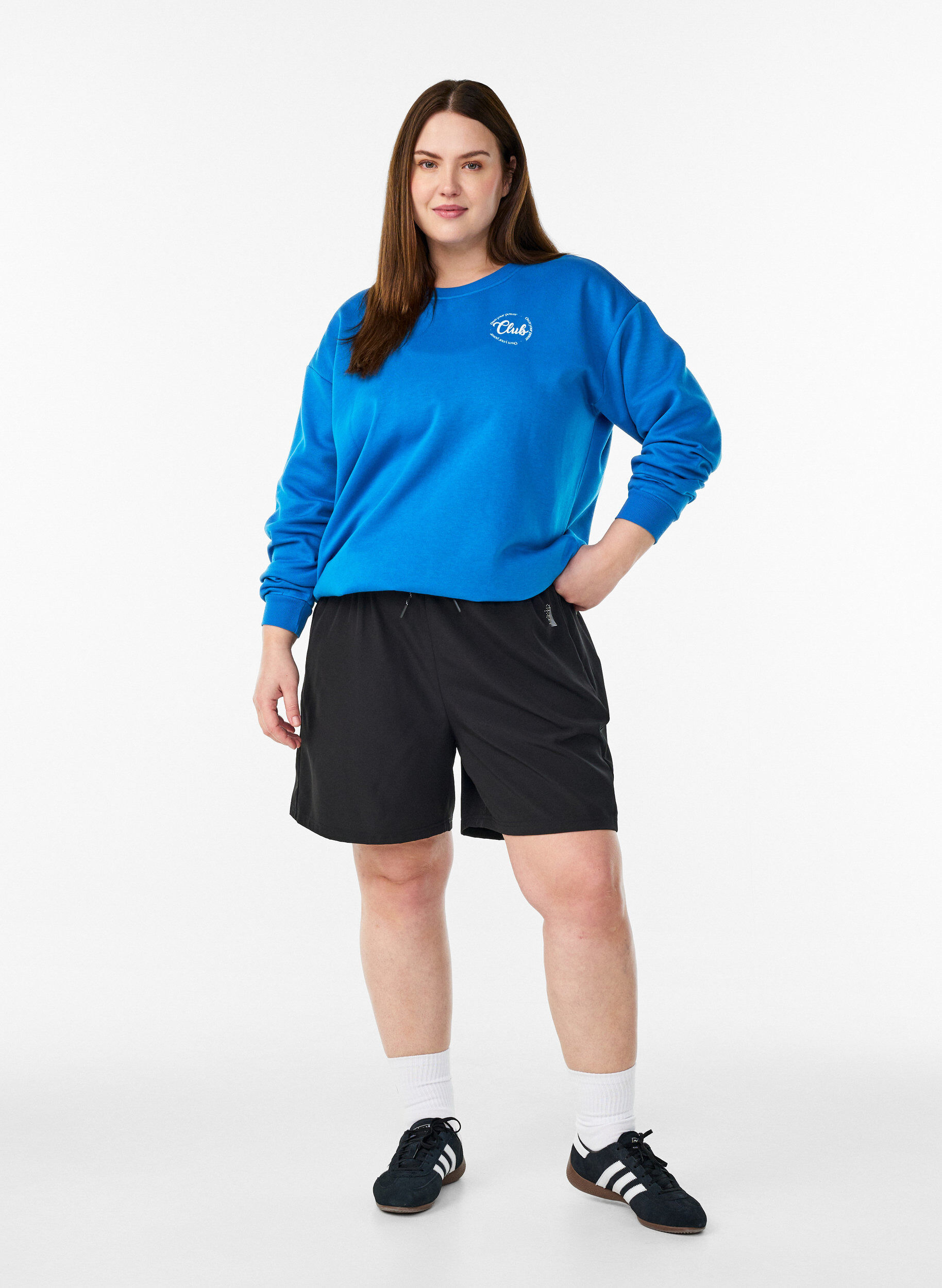 ZizziSweatshirt med tekstprint, Bl&aring;, Model image number 1