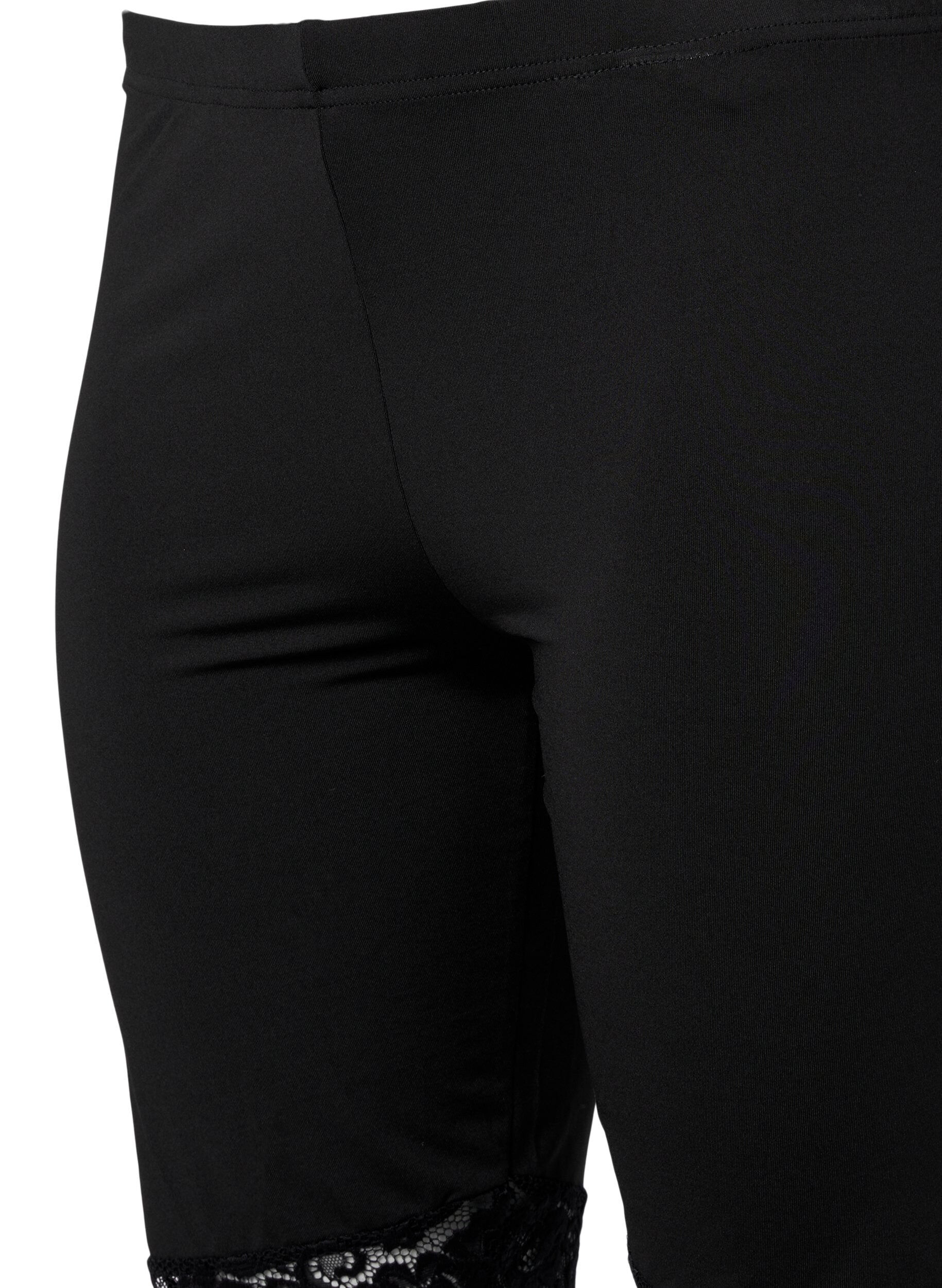 Zizzi 2-pak cykelshorts med blondekant, Black / Black, Packshot image number 3