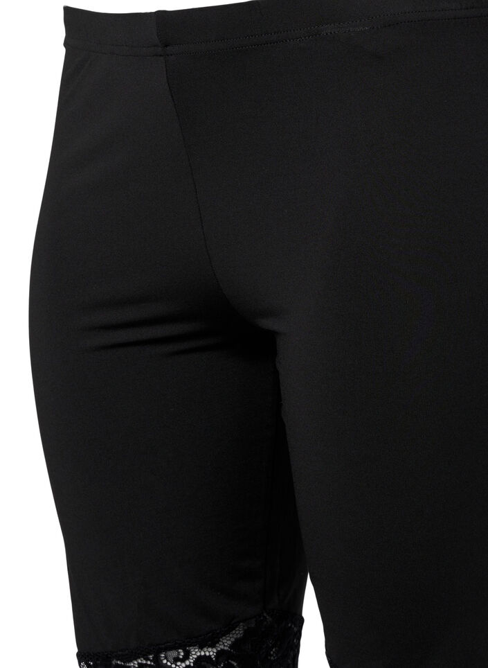 2-pak cykelshorts med blondekant, Black / Black, Packshot image number 3